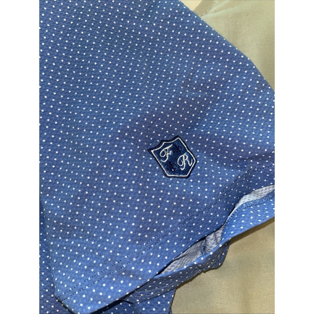 Draddy Sport Men's Polo Shirt Size Large Blue With White Dots Short Sleeve - Picture 6 of 8